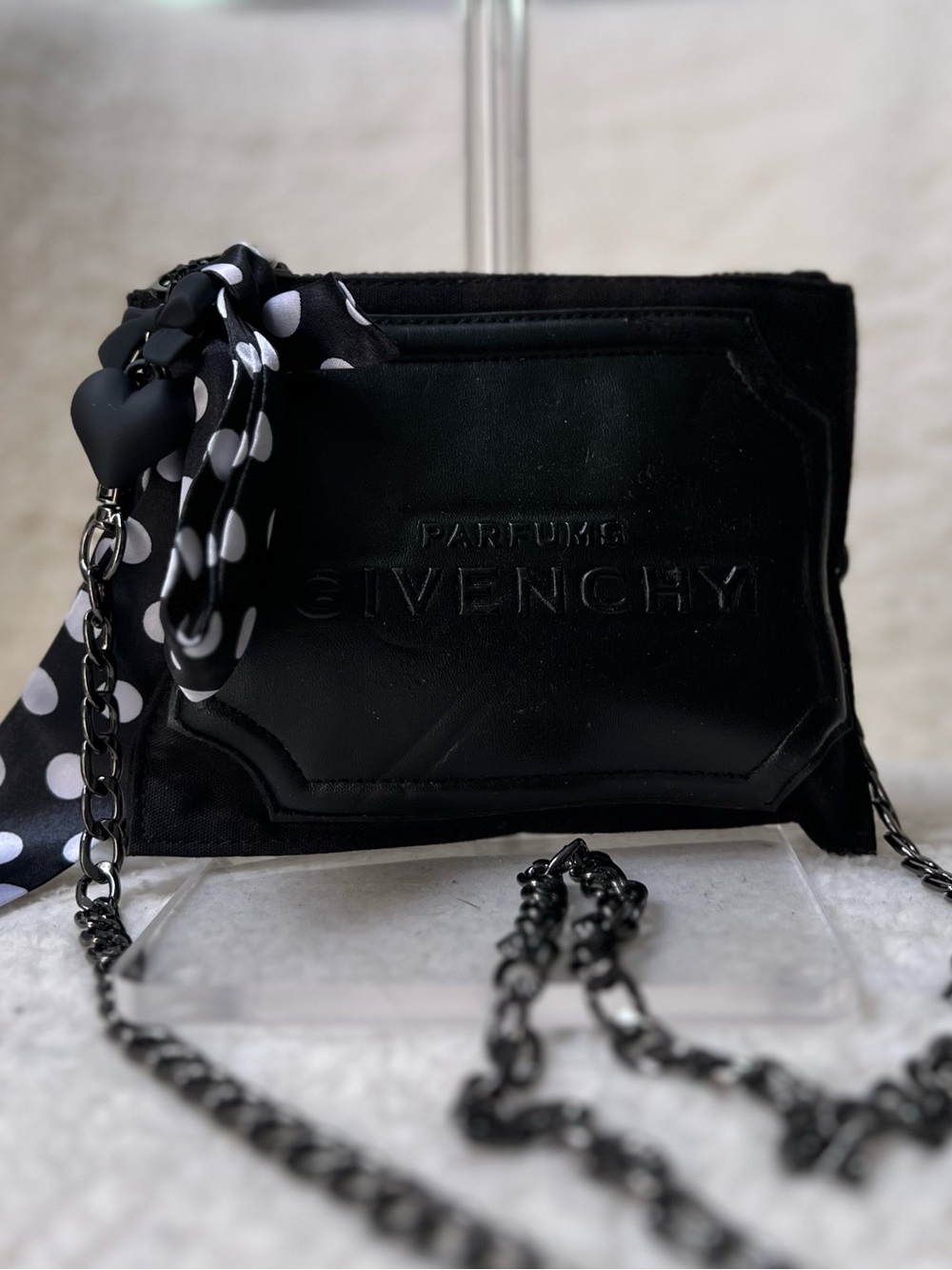 Givenchy Black Embossed Converted Beauty to Crossbody with Crossbody Strap
